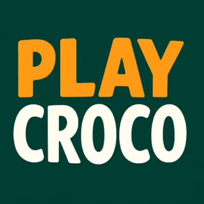 Screenshot of the Playcroco casino game lobby showing slots and promotional banners